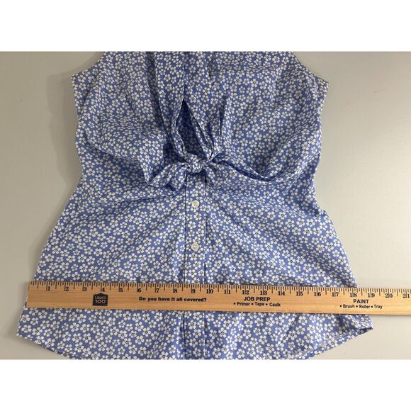 Finley Women's Sleeveless Button Up Top Blouse Blue Floral Tie Front Size XS - Picture 8 of 10